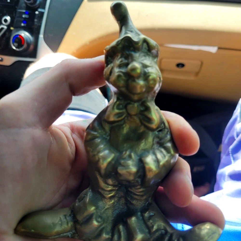 Antique Solid Brass Clown Statue